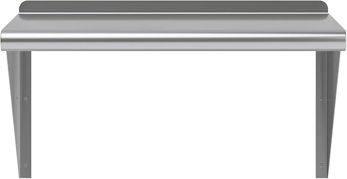 NSF Certified 18 Gauge Heavy Duty Stainless Steel Wall Shelf with Brackets for Kitchens, Utility Rooms, Storage, Offices & Home (24"x16")