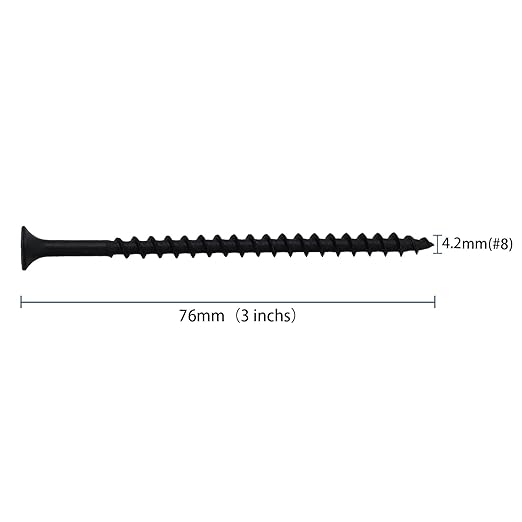 70pcs #8 × 3 inch High Hardness Drywall Screws, Black, Coarse Thread, Phillips Drive, Bugle Head, Black Wood Screws, Wood and More (3 in, 70)
