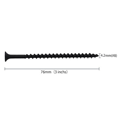 70pcs #8 × 3 inch High Hardness Drywall Screws, Black, Coarse Thread, Phillips Drive, Bugle Head, Black Wood Screws, Wood and More (3 in, 70)
