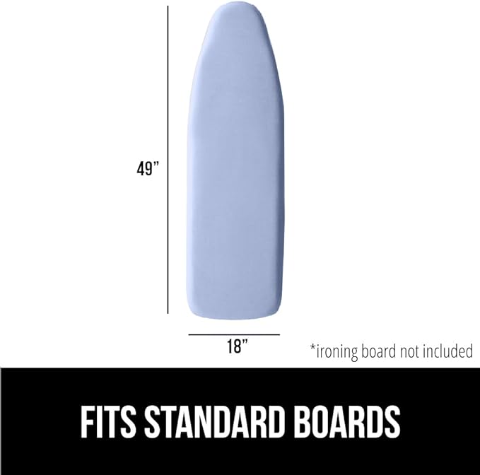 GORILLA GRIP The Original Ironing Board Cover and Pad, Silicone Coating, Thick Scorch Resistant Padding, Heavy Duty Iron Covers Standard Boards, Hook and Loop Fastener Strap, Blue, 18x49