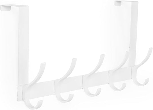 Over The Door Hooks, Door Hanger Hooks for Hanging, Over The Doors Towel Racks for Bathroom with 10 Coat Hook, Coat Rack Bathroom Accessories（1 Pack, White）