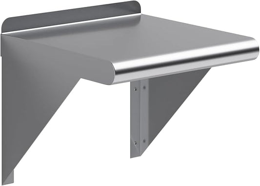 NSF Certified 18 Gauge Heavy Duty Stainless Steel Wall Shelf with Brackets for Kitchens, Utility Rooms, Storage, Offices & Home (12" x 12")