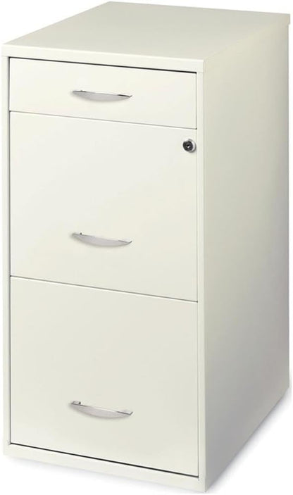 Pemberly Row 3 Drawers 27.32" Vertical White Metal Filing Cabinet Lockable Pre-Assembled Stationary Letter Size for Home, Office