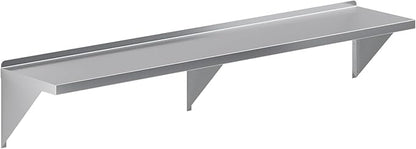 Stainless Steel Wall Shelf | Square Edge | Metal Shelving | Heavy Duty | Commercial Grade | Wall Mount | NSF Certified (14" Width x 72" Length)