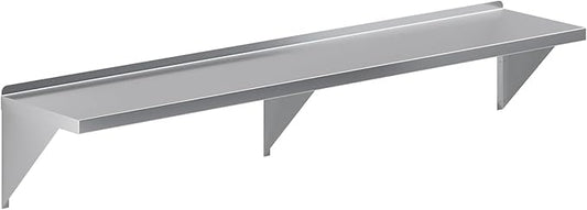 Stainless Steel Wall Shelf | Square Edge | Metal Shelving | Heavy Duty | Commercial Grade | Wall Mount | NSF Certified (14" Width x 72" Length)