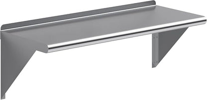 NSF Certified 18 Gauge Heavy Duty Stainless Steel Wall Shelf with Brackets for Kitchens, Utility Rooms, Storage, Offices & Home (36"x14")