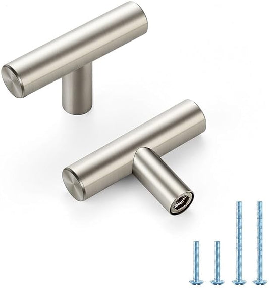 Brushed Nickel Cabinet Handles Single Hole Stainless Steel Drawer Pulls for Cabinets, Dresser, Bathroom 45 Pack