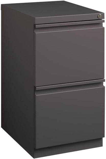 Pemberly Row 2-Drawer Metal Mobile Filing Cabinet, 27.75" H x 15" W x 19.88" D, Espresso Finish, Commercial Grade, Locking Letter File Drawers, Hidden Casters, Office Storage Solution