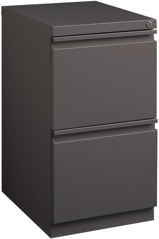 Pemberly Row 2-Drawer Metal Mobile Filing Cabinet, 27.75" H x 15" W x 19.88" D, Espresso Finish, Commercial Grade, Locking Letter File Drawers, Hidden Casters, Office Storage Solution