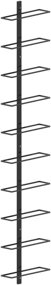 vidaXL Wall-Mounted Black Metal Wine Rack, Modern Stylish Design, Durable and Easy-to-Install, Holds Up to 10 Bottles - Ideal for Wine Lovers