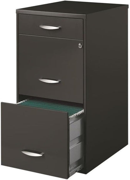 Pemberly Row Set of 5 Contemporary 3-Drawer Metal File Cabinet in Charcoal