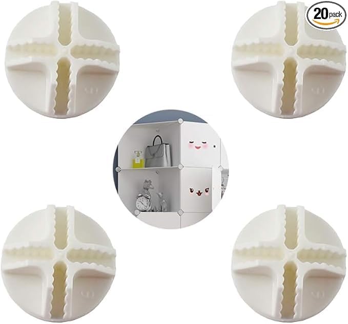 20 Pcs White Plastic Wire Cube Connectors Wire Grid Cube Connectors for Modular Closet Storage Organizer and Wire Grid Cube Storage Shelving Closet Mounted Storage, Clothing and Closet Storage