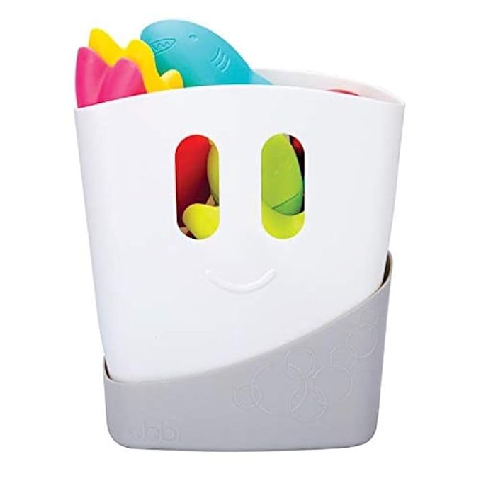 Ubbi Stand Up Bath Toy Storage Organizer, Bath Caddy with Removable Drying Rack Bin for Toddlers and Baby, Cloudy Blue
