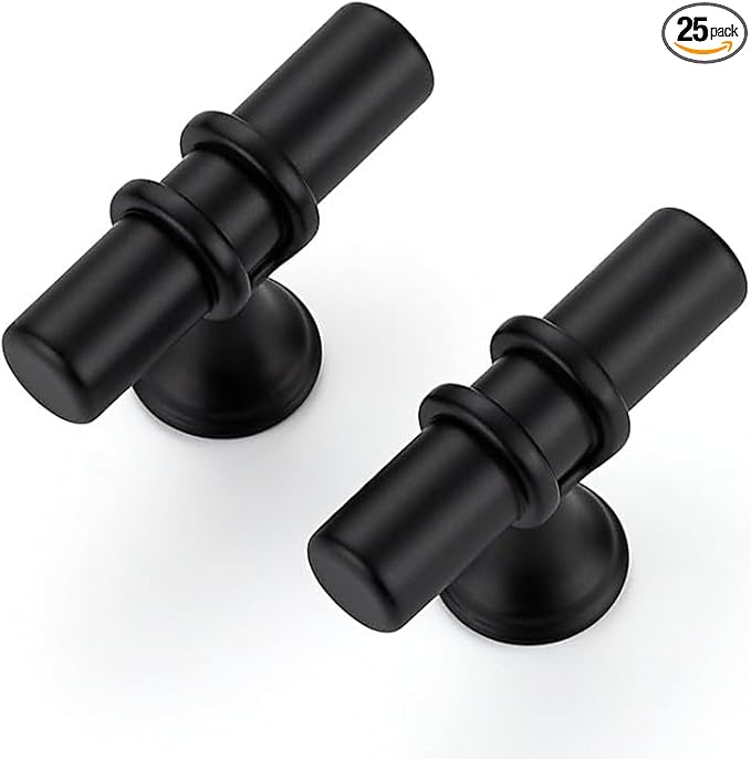 25 Pack Matte Black Cabinet Knobs - Kitchen Cabinet Knobs Cabinet Pulls for Kitchen Cabinet Drawer Stainless Steel Dresser Knobs for Cabinet Hardware 2in Length Single Hole