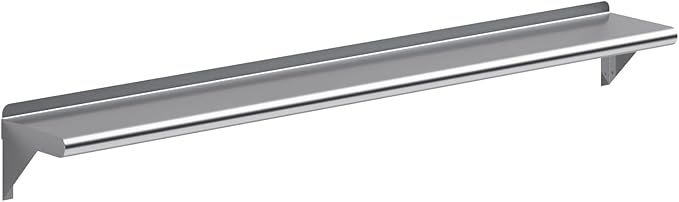 NSF Certified 18 Gauge Heavy Duty Stainless Steel Wall Shelf with Brackets for Kitchens, Utility Rooms, Storage, Offices & Home (60"x8")