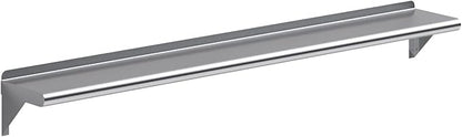 NSF Certified 18 Gauge Heavy Duty Stainless Steel Wall Shelf with Brackets for Kitchens, Utility Rooms, Storage, Offices & Home (60"x8")