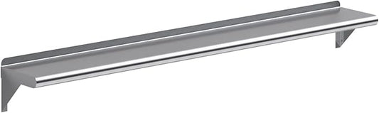 NSF Certified 18 Gauge Heavy Duty Stainless Steel Wall Shelf with Brackets for Kitchens, Utility Rooms, Storage, Offices & Home (60"x8")