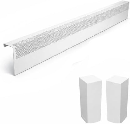 Baseboarders Basic Series 3 ft (36 in) Galvanized Steel Slip-On Baseboard Heater Cover + Left & Right Endcaps, Rust Resistant, White, for Hydronic Hot-Water Systems