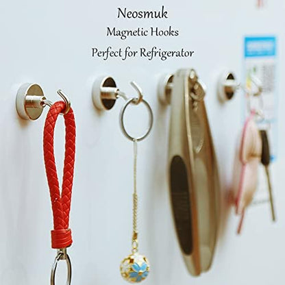 Neosmuk Magnetic Hooks, Heavy Duty 85lb+ Strong Magnet Hook for Cruise Cabins, Cruise Ship Essentials for Hanging, Metal Wall Refrigerator Hangers (Silver, 10 Pack)