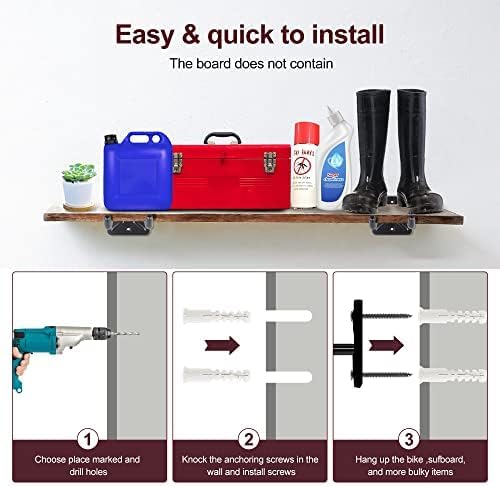 Sinoer Heavy Duty Garage Double Hooks, Ladder Hooks for Garage Wall Mount, 80KG Load Capacity, 32CM Extended Length, Multi-Functional Storage Hooks for Ladders, Bikes, Tools, Garden Equipment-(4 Pack)