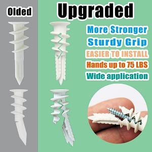 #8 Self Drilling Plastic Drywall Anchors with Screw kit, 20 Self-Tapping Nylon Wall Anchors + 20#8 x 1-1/4'' Screws, 75LBS Hanging and Mounting (Nylon-20)