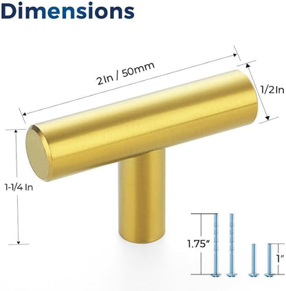 JOY DECOR 20 Pack Cabinet Knobs, Gold Cabinet Handles, 2in Kitchen Cabient Knobs, Single Hole Drawer Knobs for Dresser Drawers
