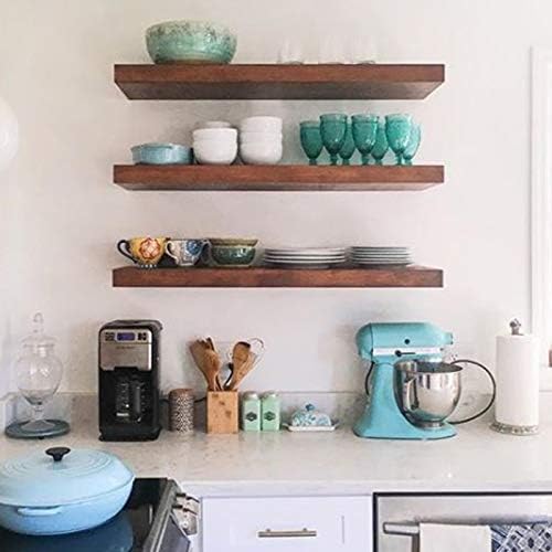 Floating Shelf Bracket - 2 Pack 24” Hidden Shelf Brackets, 150 LB Weight Capacity, Supports Wall Mounted Floating Shelves of Any Length,3/4 Inch Industrial Solid Steel Support Rods - Walnut Wood Works