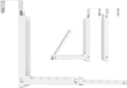 Over The Door Hanger,Foldable Over The Door Storage Hooks with 10 Ridges,Portable Hanging Clothes Drying Rack Door Coat Towels Rack for Small Space Laundry Room Bathroom Closets (1, White)