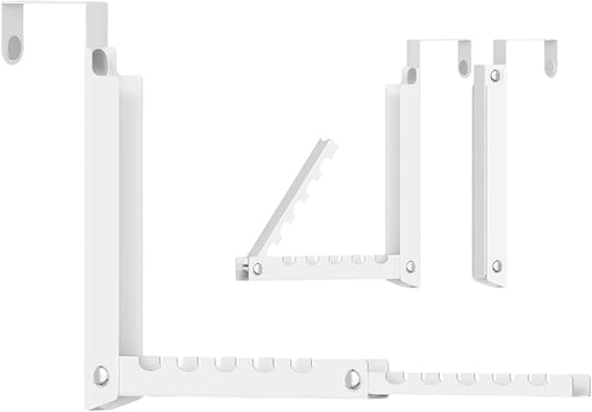 Over The Door Hanger,Foldable Over The Door Storage Hooks with 10 Ridges,Portable Hanging Clothes Drying Rack Door Coat Towels Rack for Small Space Laundry Room Bathroom Closets (1, White)