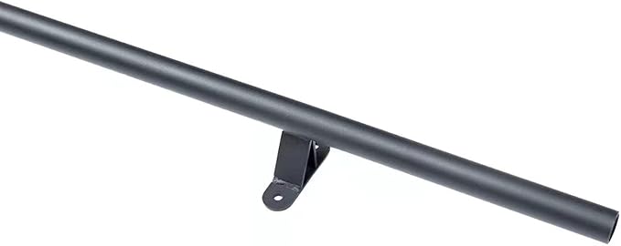 DIYHD 8FT Sliding Library Ladder Black Track Kit,Stand Up Tensible Rolling Hardware,Brake Bottom Wheels