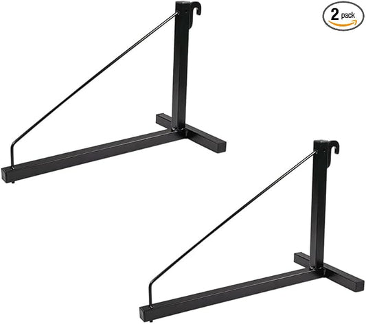 Mytee Products 2 Pack 1 Tier Shipping Container Shelving Bracket with Hooks - 16"x18", 550 lbs WLL - Black Powder Coated Steel for Heavy Duty Trailer Containers - Easy to Assemble & Remove