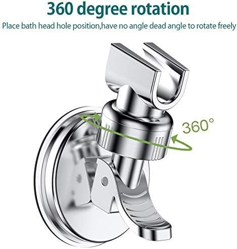 OUO Adjustable Shower Head Holder, Bathroom Suction Cup Handheld Shower Head Bracket, Removable Handheld Showerhead & Wall Mounted Suction Bracket (Silver)