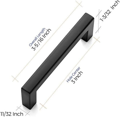 Ravinte 20 Pack Solid 3 Inch Center to Center Slim Square Bar Drawer Handles Kitchen Cabinet Handles Black Drawer Pulls Kitchen Cabinet Hardware Kitchen Handles Matte Black Cabinet Pulls