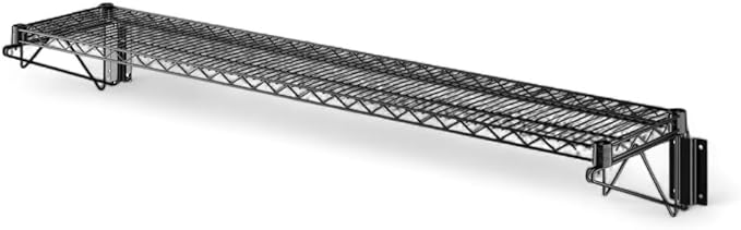14" x 60" Black Wall-Mounted Wire Shelf with Epoxy Coating, Heavy-Duty Steel Storage Rack, NSF Certified, Easy Installation, Open Wire Design for Kitchen, Garage, or Utility Storage