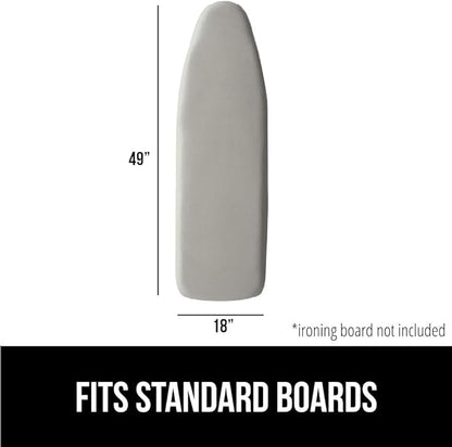 GORILLA GRIP The Original Ironing Board Cover and Pad, Silicone Coating, Thick Scorch Resistant Padding, Heavy Duty Iron Covers Standard Boards, Hook and Loop Fastener Strap, Silver, 18x49