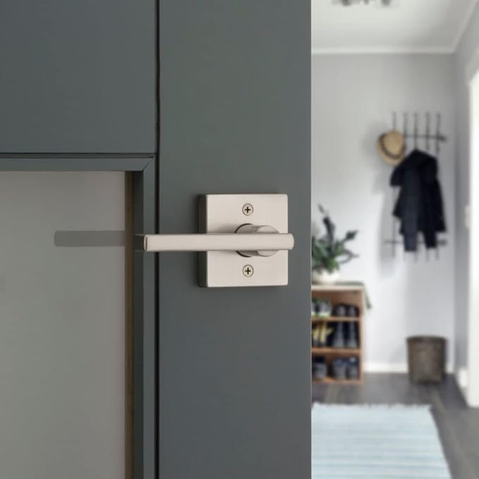 Kwikset Halifax Interior Passage Door Handle,Lever for Closet and Hallway Doors,Reversible Non-Locking Handle Lever,Satin Nickel,with Microban Protection,(Pack of 12)