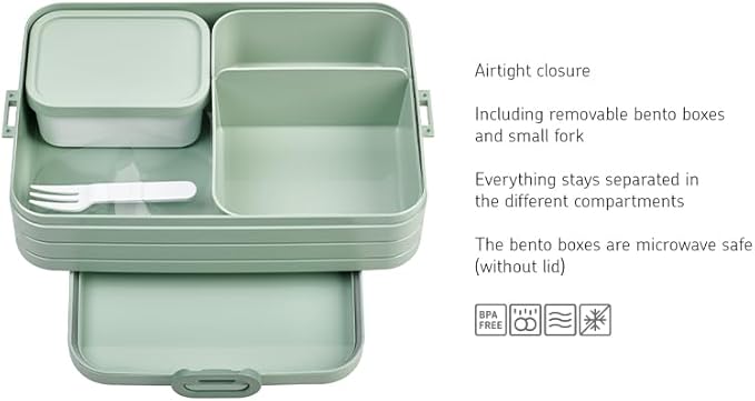 Mepal – Bento Lunchbox Take A Break Large – Lunch Box With Bento Box – Lunch Box For Sandwiches, Small Snacks & Left Overs – Snack & Lunch - 1500 ml - Nordic Black
