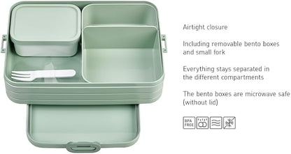 Mepal – Bento Lunchbox Take A Break Large – Lunch Box With Bento Box – Lunch Box For Sandwiches, Small Snacks & Left Overs – Snack & Lunch - 1500 ml - Nordic Black