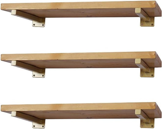 6 Pcs Gold Shelf Bracket 4 Inch Heavy Duty Brackets for Shelf Metal Wall Floating Shelving Brackets Industrial Shelf Brackets for Space Saving