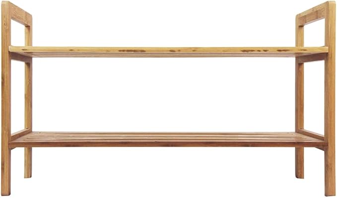 Oceanstar 2 Tier Natural Bamboo Shoe Rack