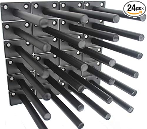 24 Pcs 5" Black Solid Steel Floating Shelf Bracket Blind Shelf Supports - Hidden Brackets for Floating Wood Shelves - Concealed Blind Shelf Support – Screws and Wall Plugs Included