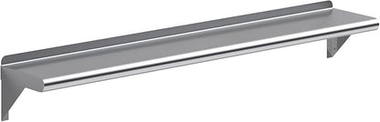NSF Certified 18 Gauge Heavy Duty Stainless Steel Wall Shelf with Brackets for Kitchens, Utility Rooms, Storage, Offices & Home (48"x8")