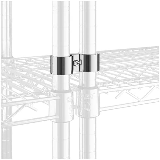 16 Pack! Chrome Post Clamp – Durable, Secure Connection for Wire Shelving Units, Easy to Install, Space-Saving Solution, Heavy-Duty Support Pack