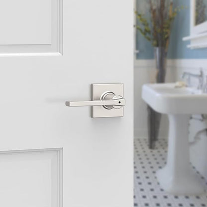 Kwikset Casey Hallway Passage and Bed/Bath Privacy Door Handle 4 Pack, 2 Passage Levers and 2 Privacy Levers, Satin Nickel Reversible Interior Handles