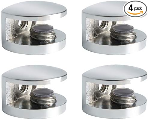 Alise Glass Shelf Bracket Adjustable Shower Brackets,Heavy Duty Rectangle Clamp Holder for 5-8mm Glass Shelves,Wall Mount Clamps Clip Support Hardware Replacement Parts,Polished Chrome 4 Pcs