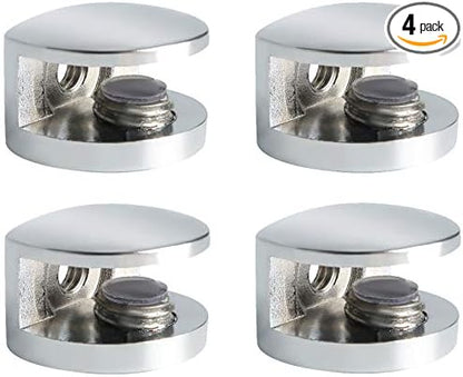 Alise Glass Shelf Bracket Adjustable Shower Brackets,Heavy Duty Rectangle Clamp Holder for 5-8mm Glass Shelves,Wall Mount Clamps Clip Support Hardware Replacement Parts,Polished Chrome 4 Pcs