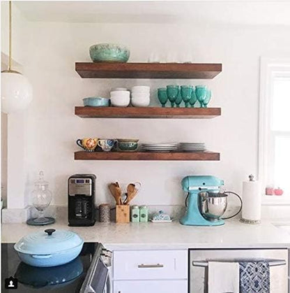 Floating Shelf Bracket 2 Pack - 18” Hidden Shelf Brackets, 150 LB Weight Capacity Supports Wall Mounted Floating Shelves of Any Length, 3/4 Inch Industrial Solid Steel Support Rods Walnut Wood Works