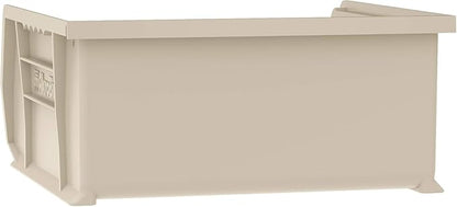 Akro-Mils 30235 AkroBins Plastic Storage Bins, Space-Saving Stackable Bins for Garage, Pantry, Craft Organization, 11" x 11" x 5", Stone, 6-Pack