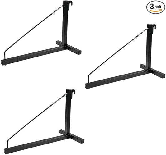 Mytee Products 3 Pack 1 Tier Shipping Container Shelving Bracket with Hooks - 16"x18", 550 lbs WLL - Black Powder Coated Steel for Heavy Duty Trailer Containers - Easy to Assemble & Remove
