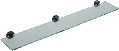 JQK Bathroom Glass Shelf Black, Tempered Glass Shower Storage 30 by 5 inches, 304 Stainless Steel Matte Black Wall Mount, TGS101L30-PB